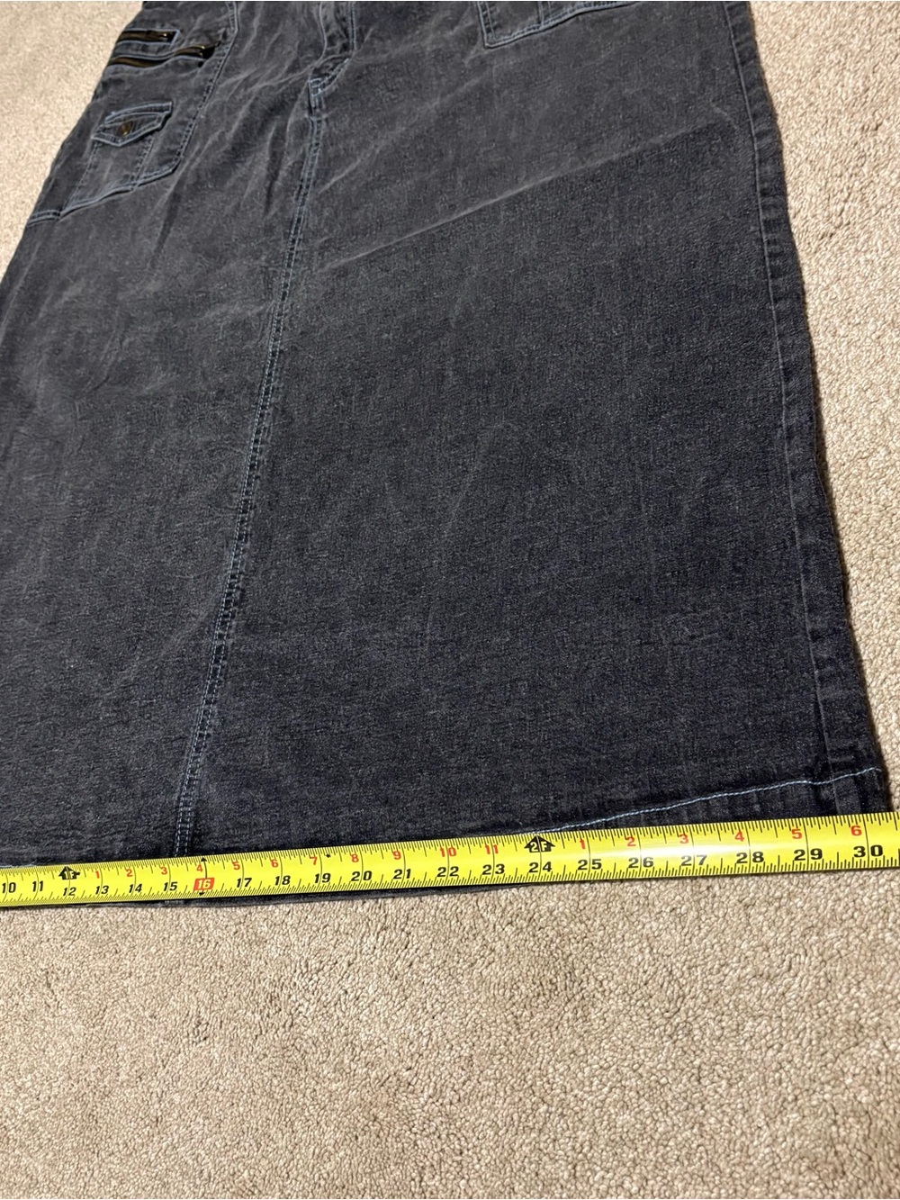 Denim 24/7 Womens Midi Jean Skirt Cargo Zip Pockets Y2K Gray, Sz 24W - Picture 8 of 8